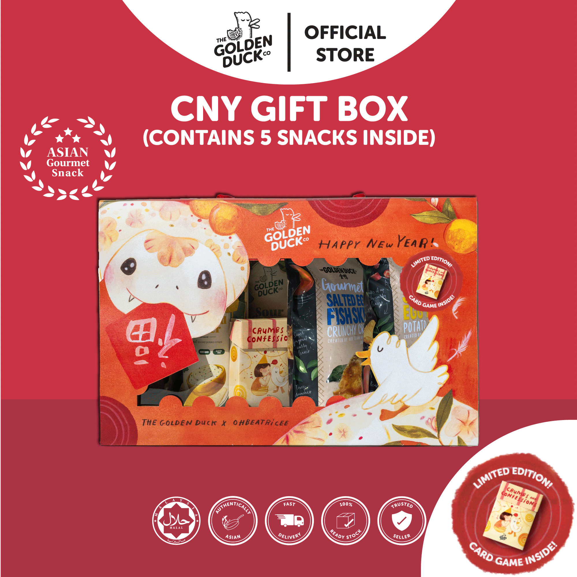 The Golden Duck Chinese New Year 2025 CNY Gourmet Giftbox Savoury Snacks